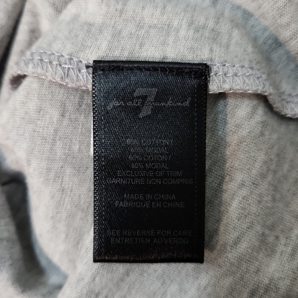 7 For All Mankind Girls Grey/Silver 3/4 Sleeve T-Shirt, Size S ~ EUC - Picture 7 of 9